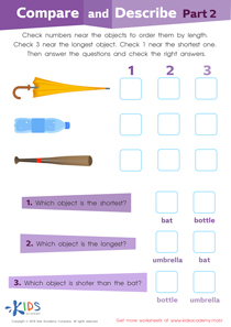 Compare and Describe: Part 2 Worksheet, Free Printable PDF for Kids